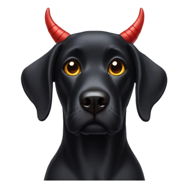 Black Labrador with devil horns sticker