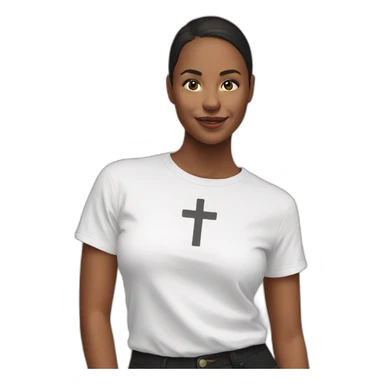 Woman with a cross t-shirt sticker