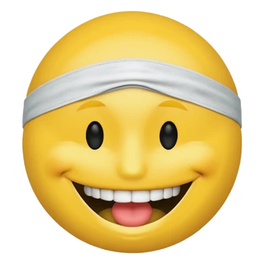 A smiley face wearing a gag and blindfolded sticker