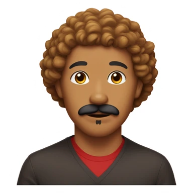 Lightskin man with mustache with a red goldendoodle sticker