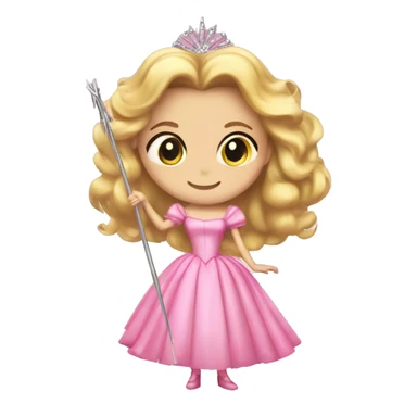 Glinda the good from Wicked in her  iconic pink dress and her wand sticker
