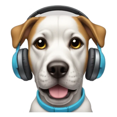Dj dog with headphones and wearing a costume sticker