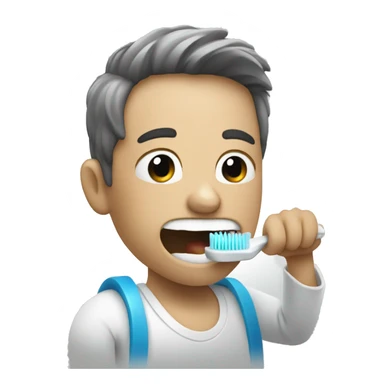 a person brushing teeth sticker