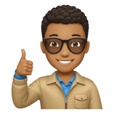 Creat light black kid with this "👍, 👈, 😀, 😎, reaction sticker