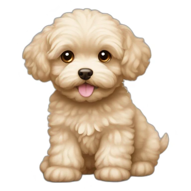 very light beige middle maltipoo with light brown ear sticker