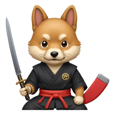 dog japan ancient ninja with small knife sticker