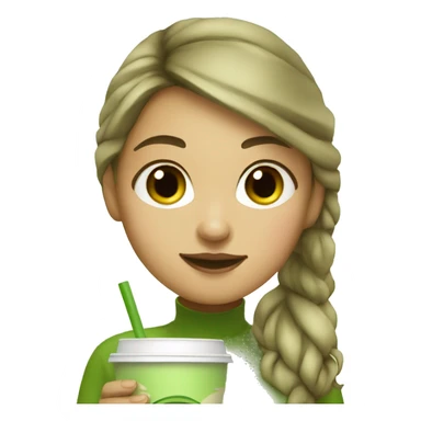 Girl drink matcha latte sticker