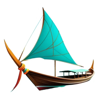 ​Cinematic Realistic Authentic Thai Longtail Boat, depicted as a traditional wooden longtail boat with a sleek, elongated hull and a brightly painted canopy, its long tail fin cutting gracefully through turquoise waters under a clear tropical sky, rendered with vibrant textures and dynamic natural lighting that captures its rustic charm and cultural heritage, sticker