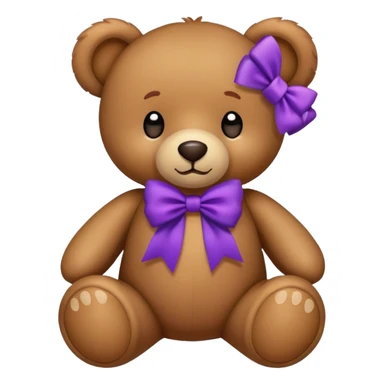 Un osito café con moñita morada  sticker