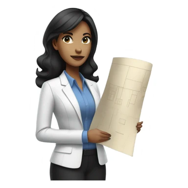 woman profession architect black straight hair and black eyes sticker