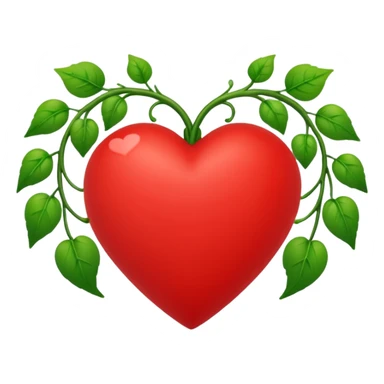 red heart with green vines growing around it sticker
