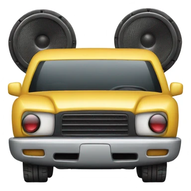 Car with big speakers sticker