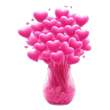 10000000 huge pink hearts on stems in a clear glass vase sticker