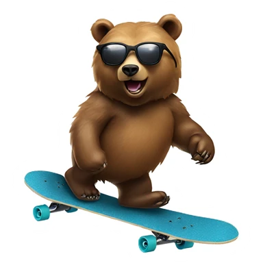 grizzly bear with sun glasses skateboarding  sticker