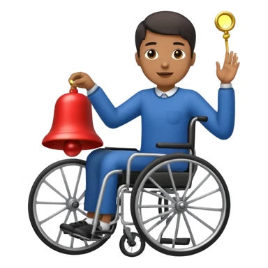 person in a wheelchair ringing a bell sticker