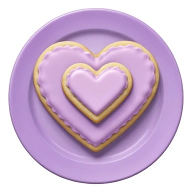 Realistic shortbread cookie in the shape of a heart with pale lilac sticker