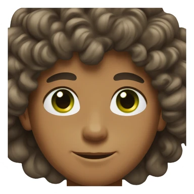 Tan boy with green eyes and shoulder length curly dark brown hair  sticker