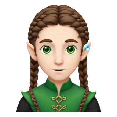 elves with braided brown  hair man black dree sticker