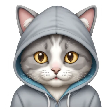 a cat wearing a hoodie with powder by its nose  sticker