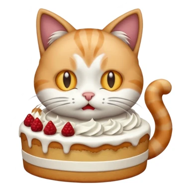 Cat vomiting because of eating cake sticker