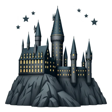 Harry Potter Hogwarts castle silhouette with stars, outlined icon sticker