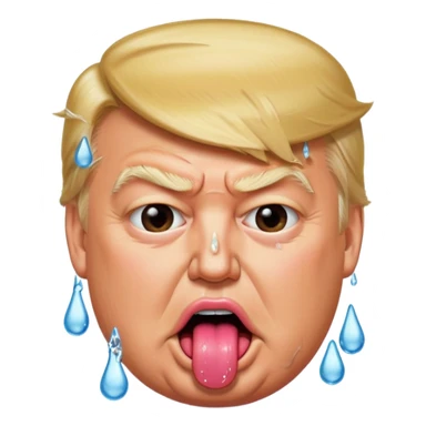Trump with his super duper fat tongue out with a deep amount of saliva falling off his face sticker