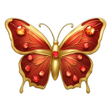 gold and red crystal butterfly jewel sticker