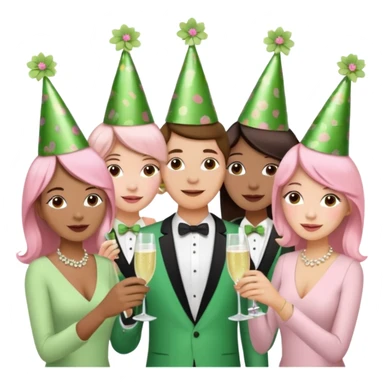 light green and light pink floral party sticker