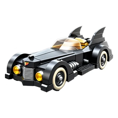  aerodynamic opulent dark futuristic concept Batmobile loosely based on 1976 V16 Cadillac roadster Lego (flat long straight faceted mechanical body) winged stealthy street hot rod  sticker