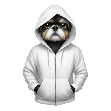 Black and white shitzu in a hoodie like a gangsta sticker
