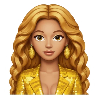 Beyonce with long strawberry blonde hair, yellow sequin outfit and earrings  sticker