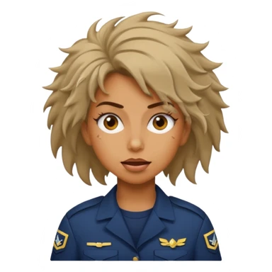 Female navy soldier, crazy face. sticker