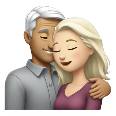 White man - grey hair - hugs blonde girl with eyes closed  sticker