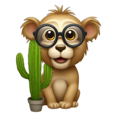 Un singe avec des lunettes qui embrasse un cactus sticker