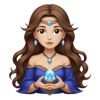 crystal moon mage woman long wavy brown hair tattoos small geode sticker