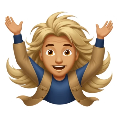 bungee jumping man face only with flying long hair sticker