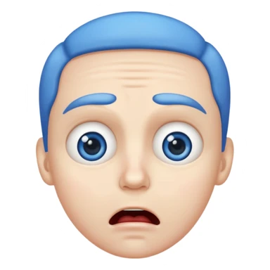 anxious face emoji, trembling mouth, raised eyebrows, blue forehead sticker