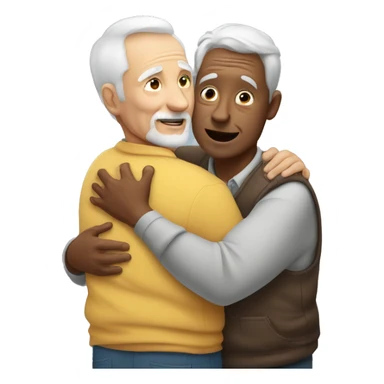 Grandfather huggings with a boy sticker