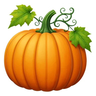 Orange autumn pumpkin with green vines and leaves sticker