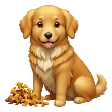 Golden retriever with chanterelles  sticker