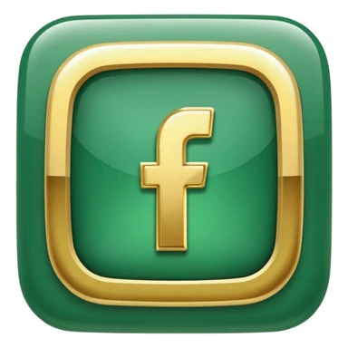 Jade and gold style rounded square Facebook icon button sticker