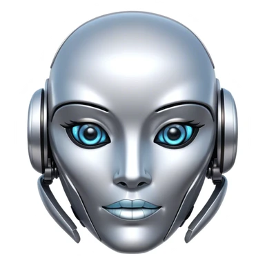 Cyber futuristic private jet stylized silver and sparkly diamond Josh king Madrid robot face sticker