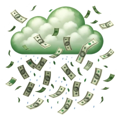 dollars raining from the sky, money falling from clouds sticker