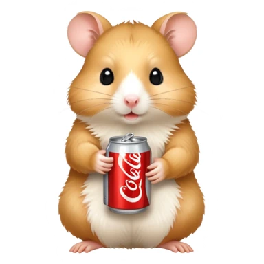 Golden hamster holding a Diet Coke can sticker
