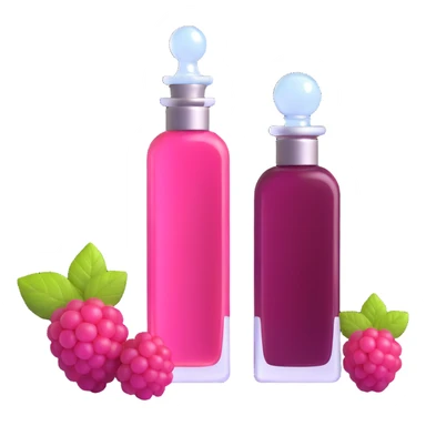 AVON women's perfume bottle next to raspberry bottle sticker