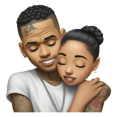 Hyper Realistic Chris Brown hugging Karruche Tran sticker