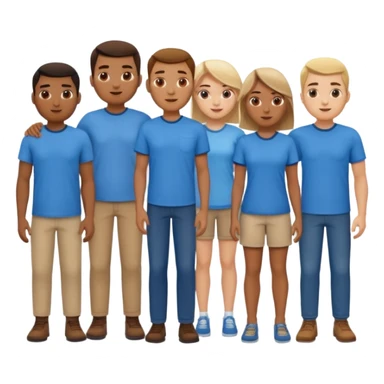 emoji siete personas cuerpo completo hombres y mujeres con camisa azul sticker
