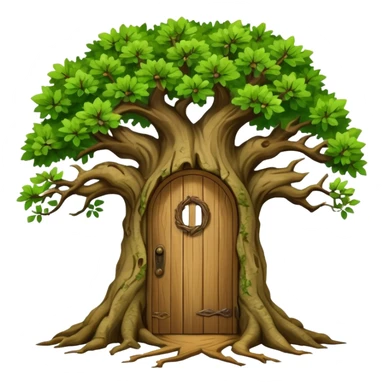 large and old oak tree with door sticker