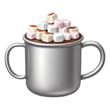 hot chocolate in a silver colored mug with marshmallows  sticker