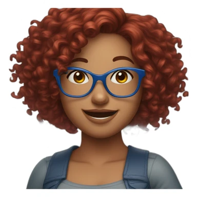 a-curvy-girl-with-dark-red-curly-hair-and-blue-glasses dancing sticker